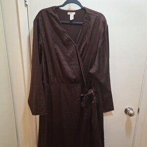 BROWN SATAN RAPE DRESS.NEW.